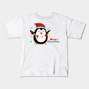 Cute Christmas Penguin Kids T-Shirt